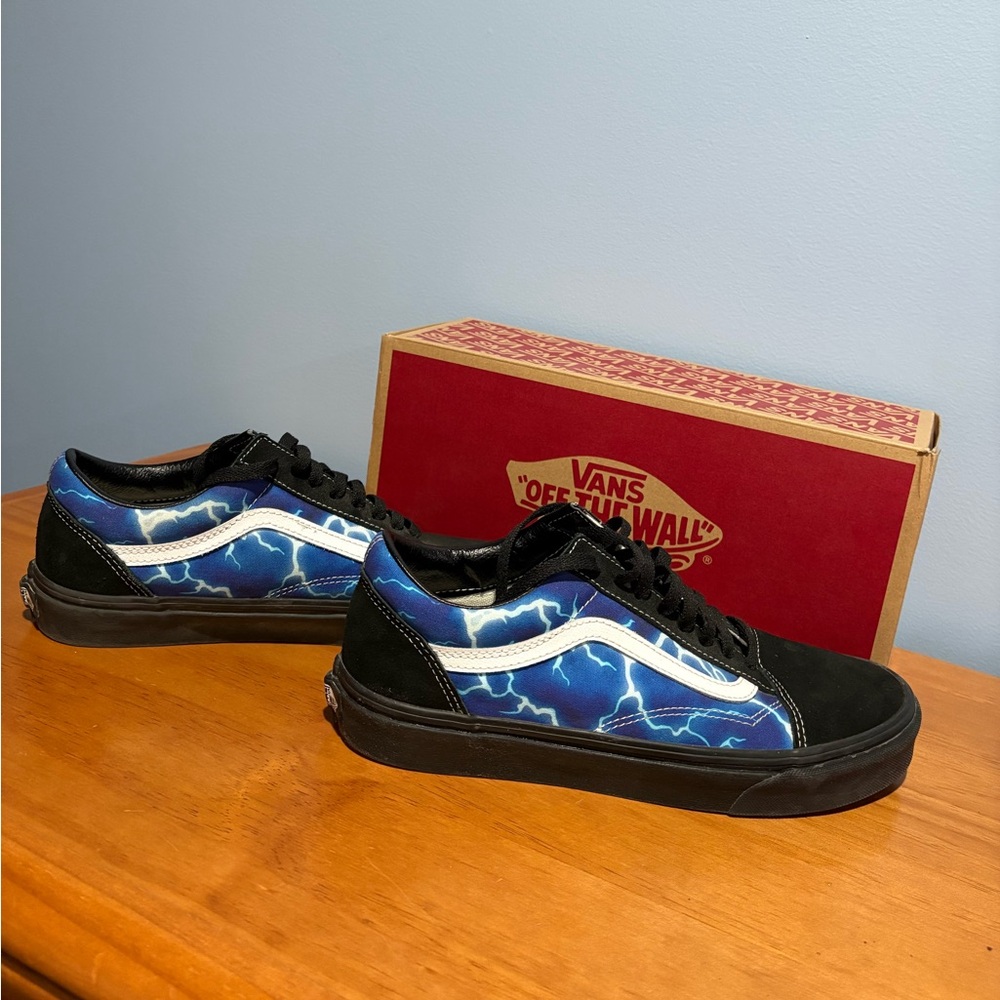Vans Black and Blue Lightning Sneakers